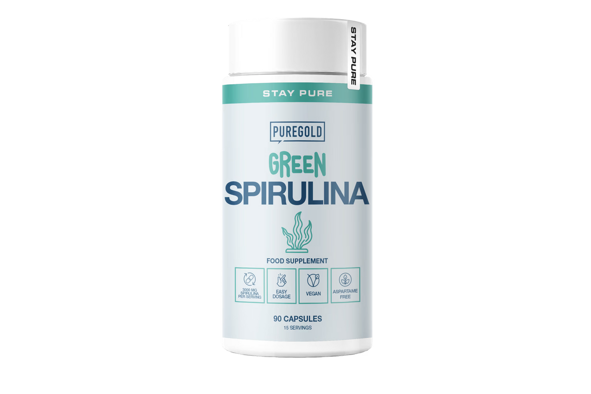 Frasco Puregold Green Spirulina, 90 cápsulas