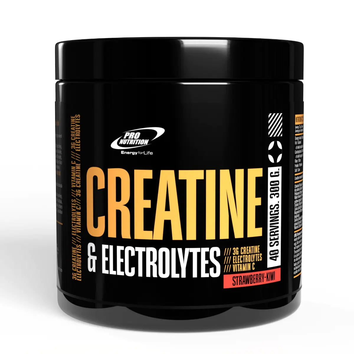Pote PRO NUTRITION Creatine & Electrolytes sabor morango-kiwi, 300 g, 40 porções