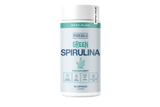 Frasco Puregold Green Spirulina, 90 cápsulas